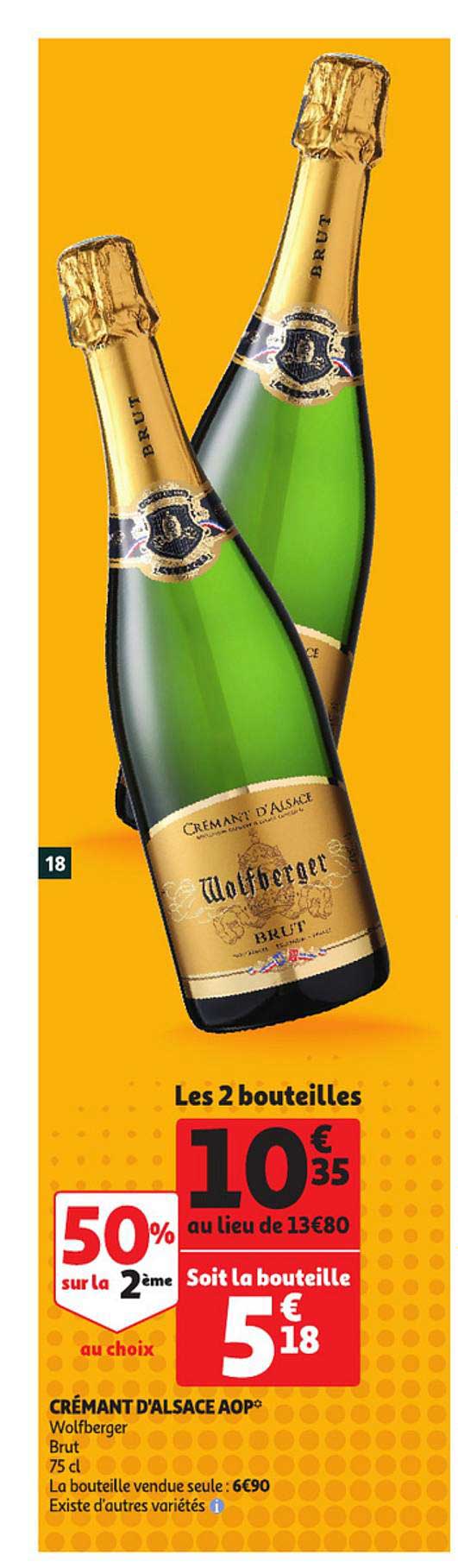 Crémant D'aslace Aop Wolfberger 50% Sur La 2ème Au Choix