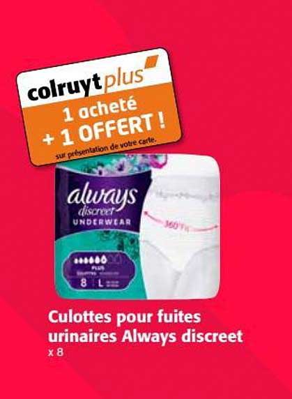 culottes pour fuites urinaires always discreet