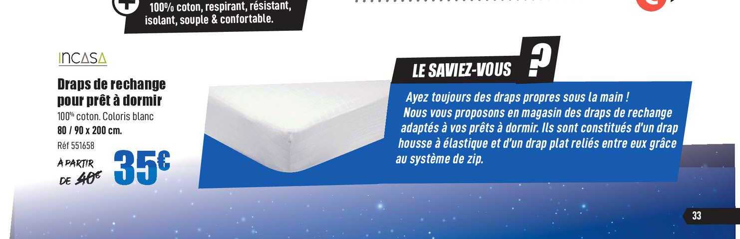 draps de rechange pour prêt à dormir incasa
