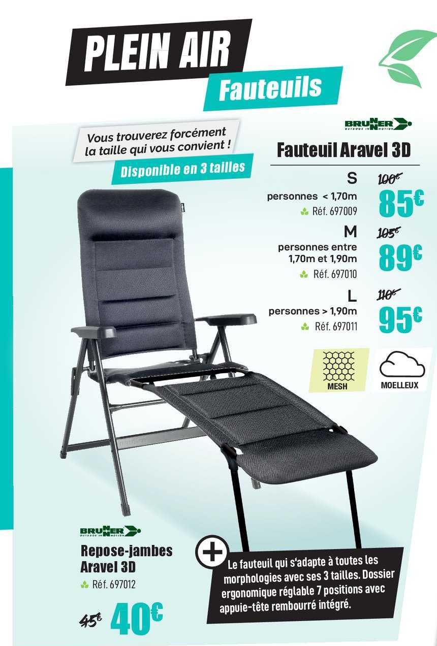 fauteuil aravel 3d brunner repose jambes aravel 3d brunner