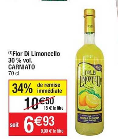 fior di limoncello 30% vol. carniato 34% de remise immédiate