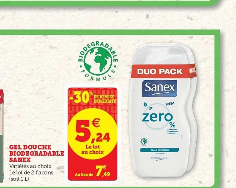 gel douche biodégradable sanex
