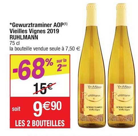 gewurztraminer aop vieilles vignes 2019 ruhlmann -68% sur la 2ème