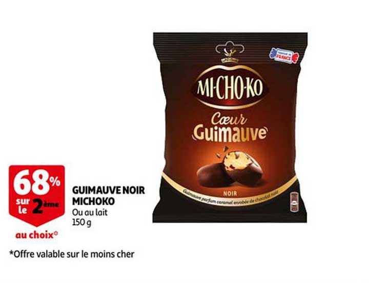 guimauve noir michoko 68% sur le 2ème au choix