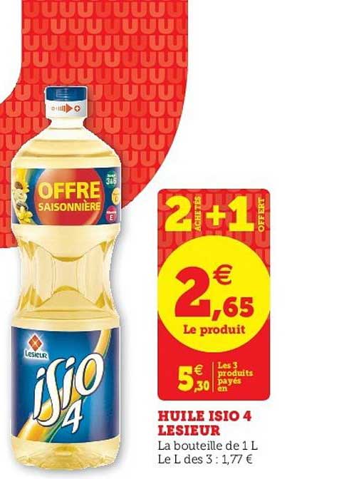 huile isio 4 lesieur 2 achetés + 1 offert