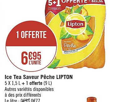 Ice Tea Saveur Pêche Lipton 1 Offerte