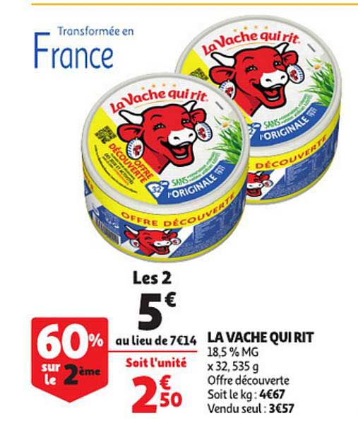 la vache qui rit 60% sur le 2ème