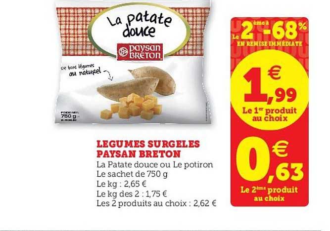 légumes surgelés paysan breton le 2ème à -68% en remise immédiate