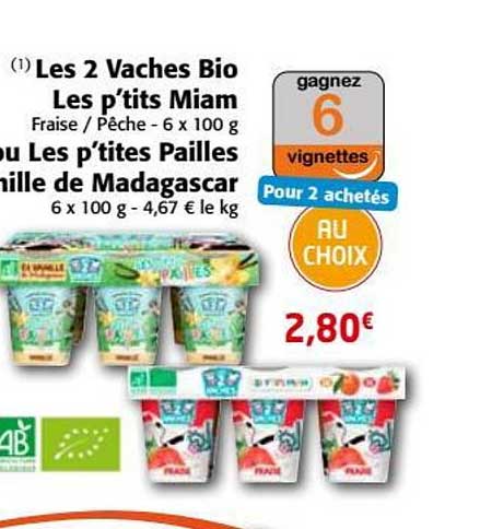 Les 2 Vaches Bio Les P'tis Miam Ou Les P'tites Pailles Vanille De Madagascar