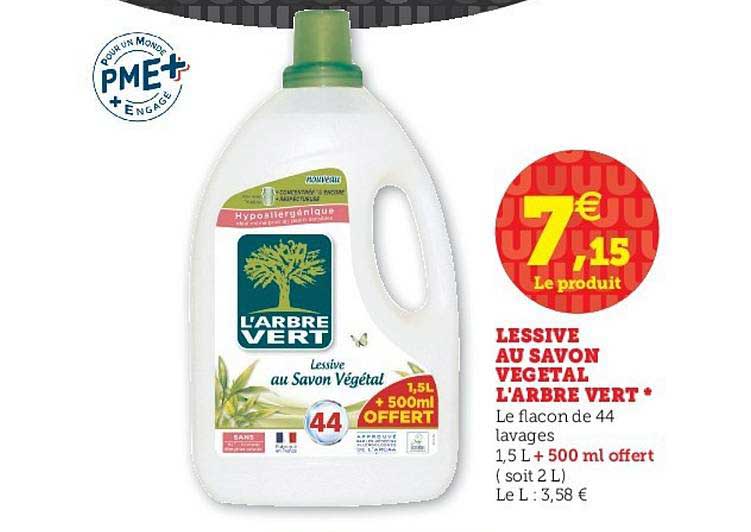 lessive au savon végétal l'arbre vert