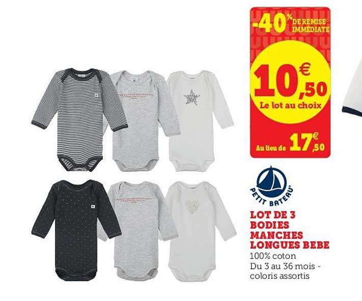 lot de 3 bodies manches longues bébé