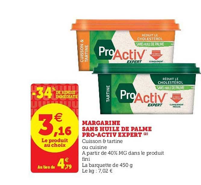 Margarine Sans Huile De Palme Pro Activ Expert -34% De Remise Immédiate