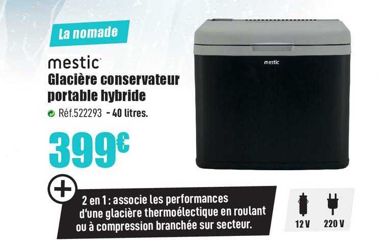 mestic glacière conservateur portable hybride