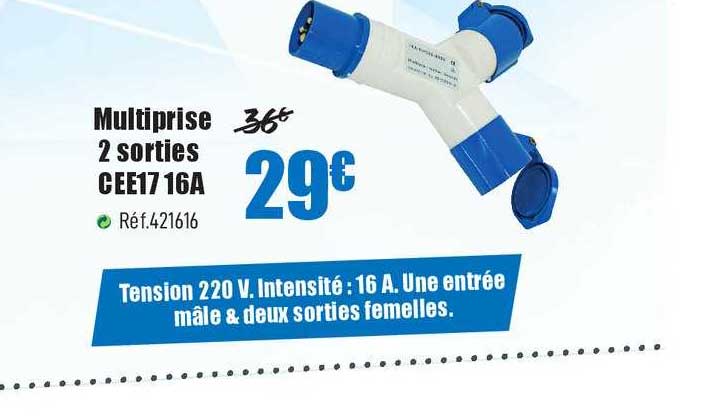 multiprise 2 sorties cee17 16a