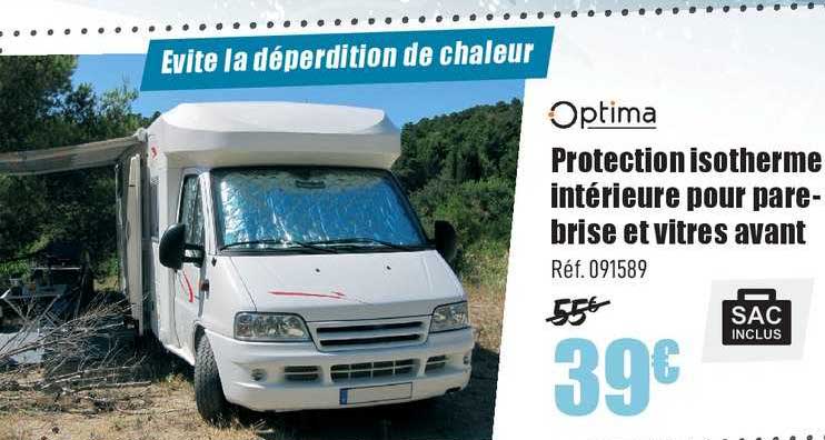optima protection isotherme intérieure pour pare brise et vitres avant