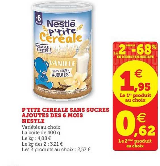 p'tite céréale sans sucre ajoutés des 6 mois nestlé