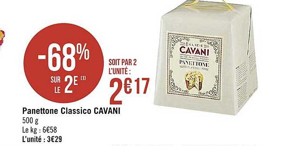 panettone classico cavani -68% sur le 2è