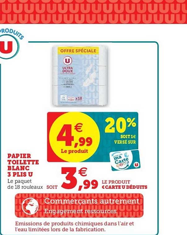 papier toilette blanc 3 plis u