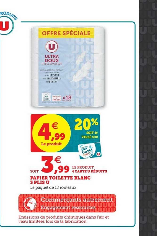 papier toilette blanc 3 plis u