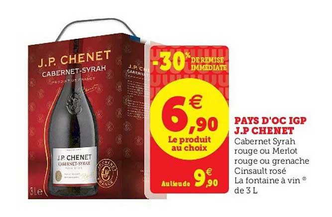 pays d'oc igp j.p. chenet -30% de remise immédiate