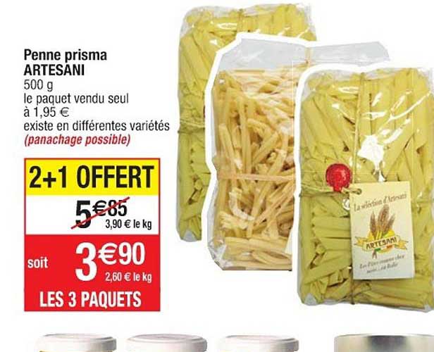 penne prisma artesani 2+1 offert