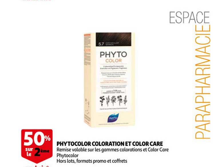 phytocolor coloration et color care 50% sur le 2ème