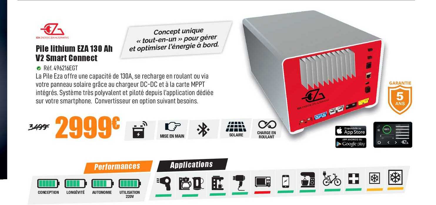 pile lithium eza 130 ah v2 smart connect