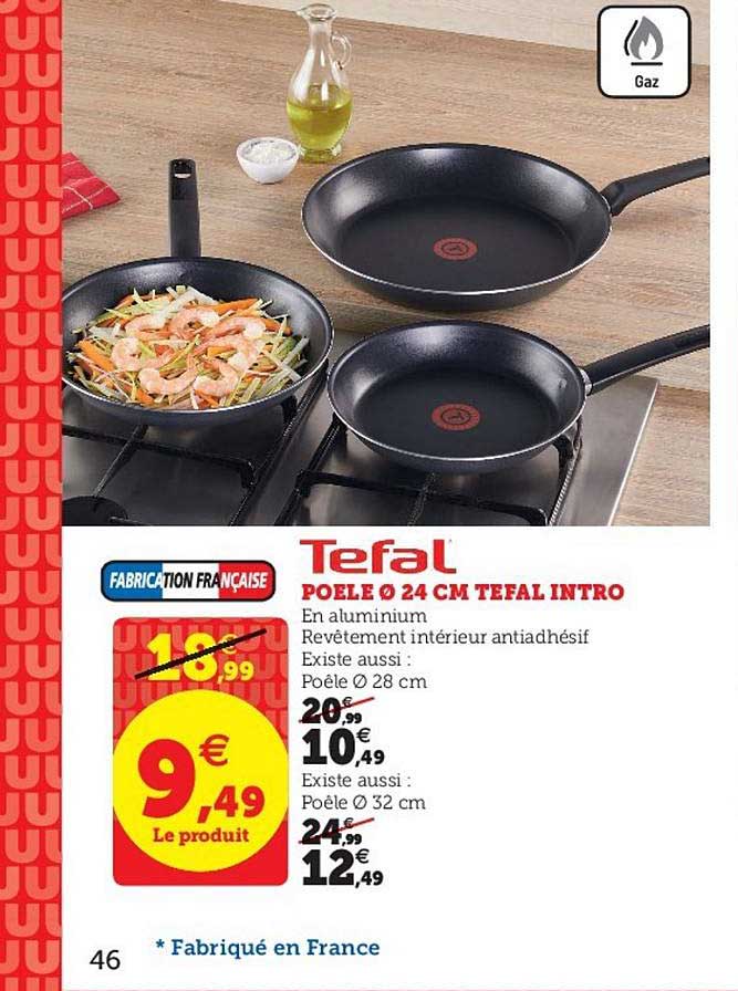 poêle 24 cm tefal intro