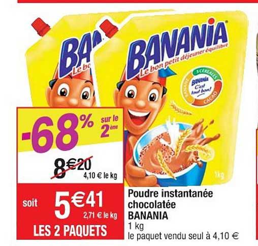 poudre instantanée chocolatée banania -68% sur le 2ème