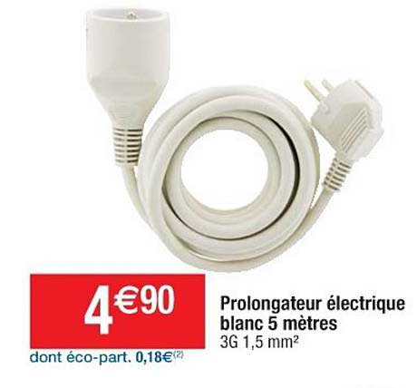 prolongateur électrique blanc 5 mètres