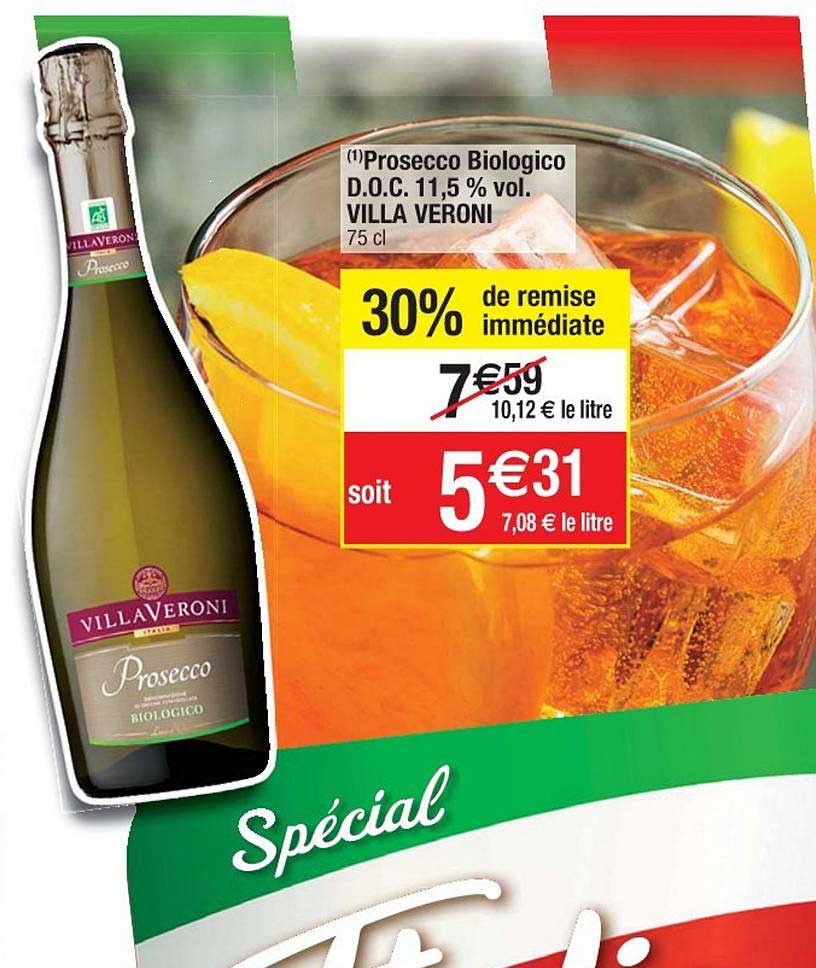 prosecco biologico d.o.c. 11.5% vol. villa veroni 30% de remise immédiate