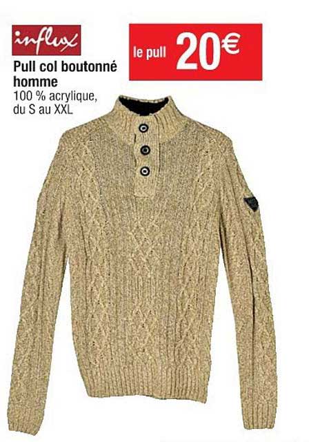 pull col boutonné homme influx