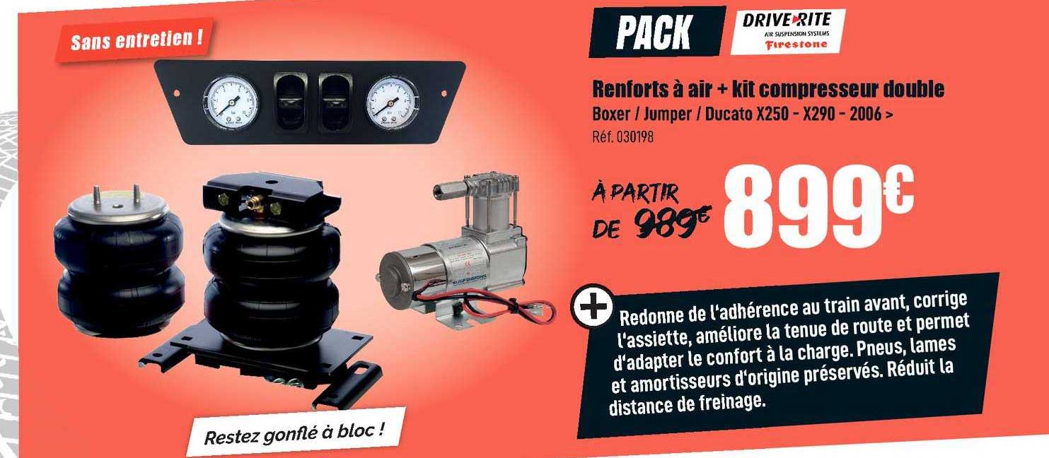 Renforts à Air + Kit Compresseur Double Boxer Jumper Ducato X250 X290 2006