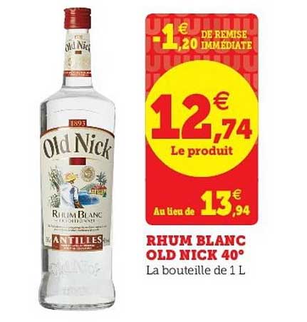 rhum blanc old nick 40°
