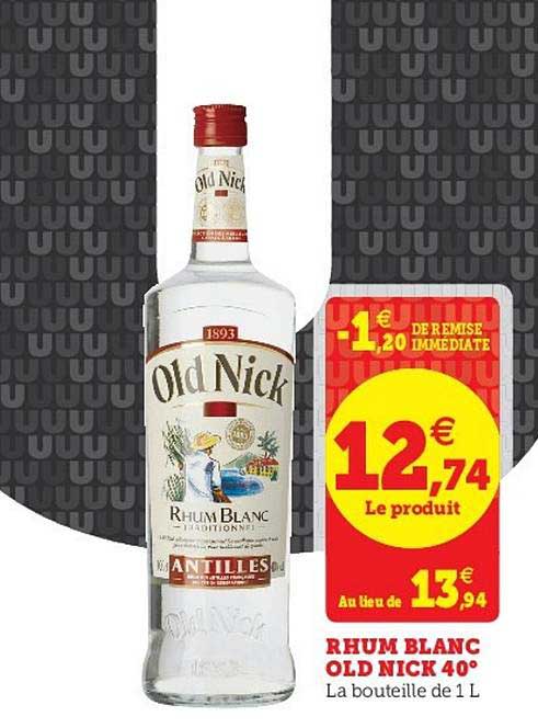 rhum blanc old nick 40°