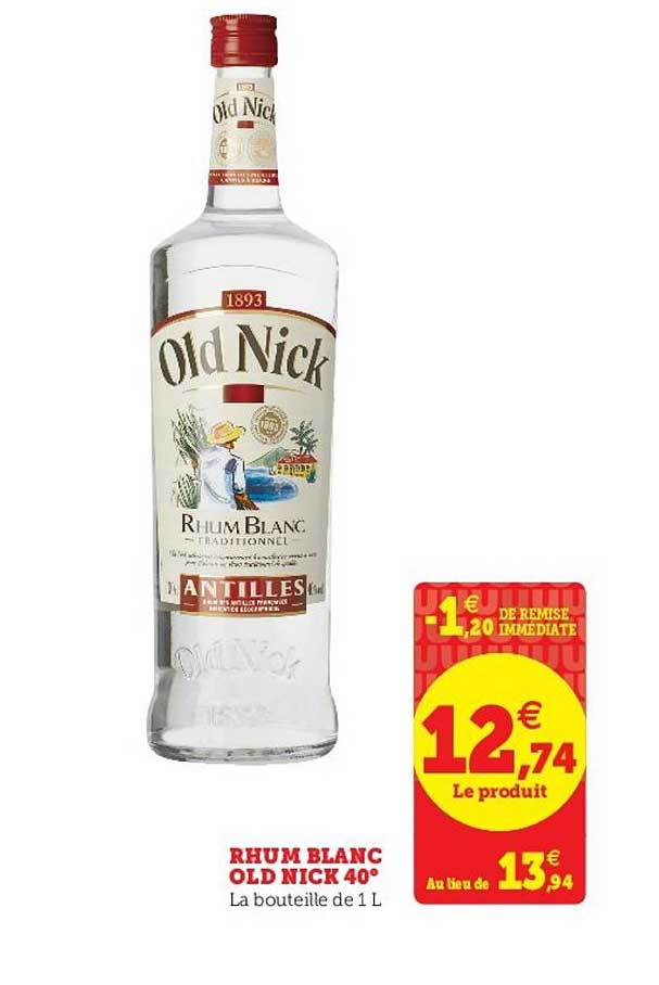 rhum blanc old nick 40°