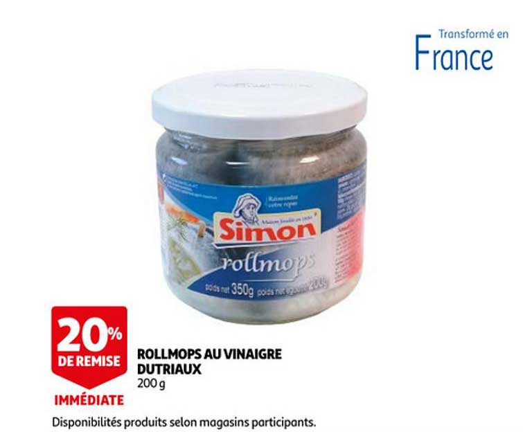 rollmops au vinaigre dutriaux simon 20% de remise immédiate