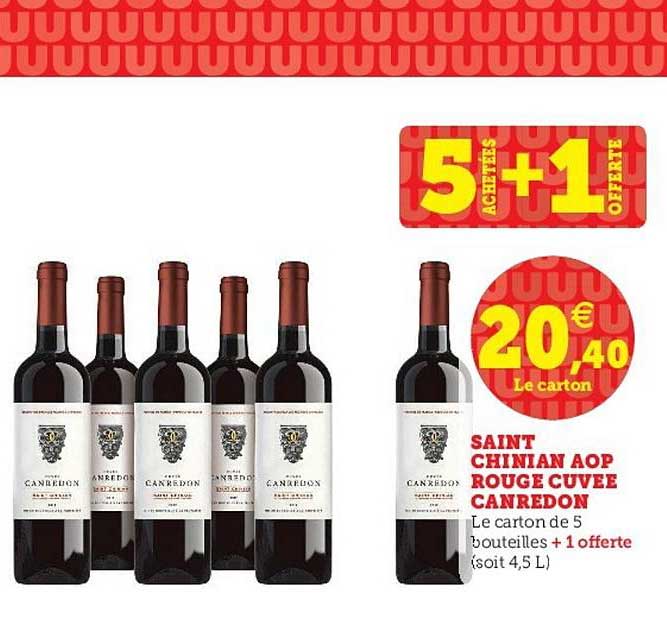 saint chinian aop rouge cuvée canredon 5 achetés + 1 offert