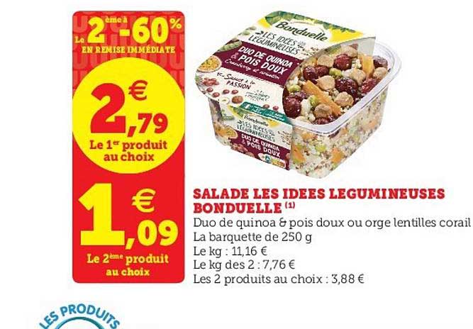 salade les idées légumineuses bonduelle le 2ème à -60% en remise immédiate