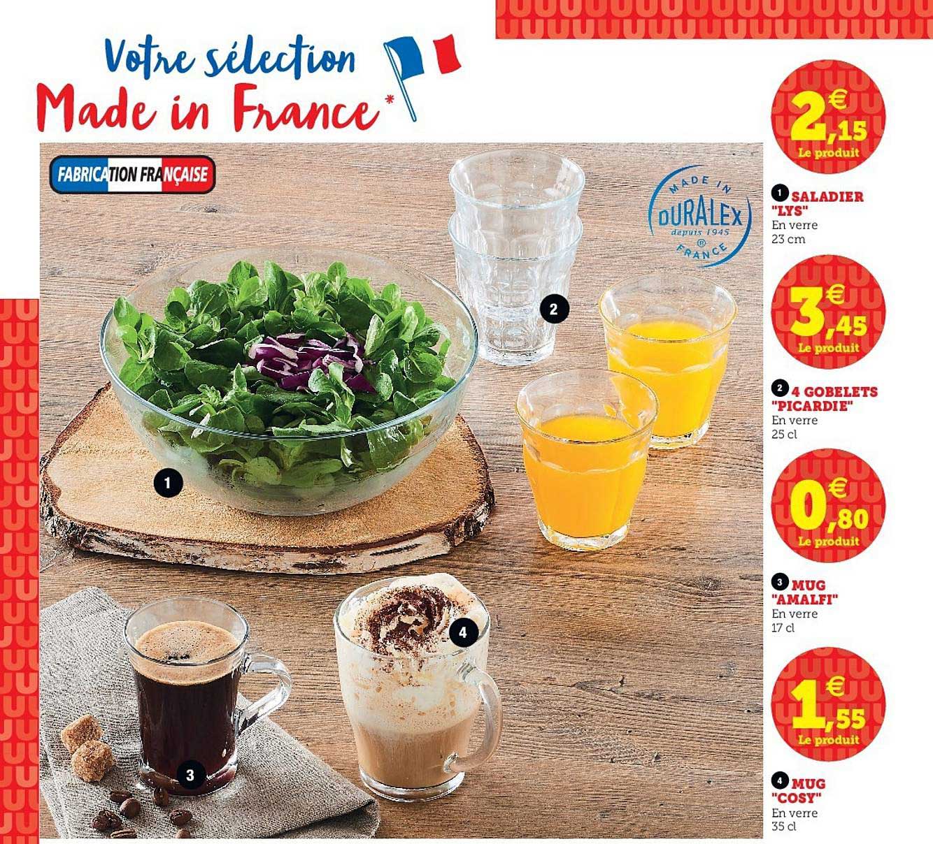 saladier "lys", 4 gobelets "picardie", mug "amalfi", mug "cosy"