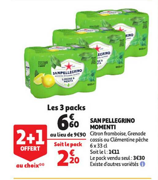 san pellegrino momenti 2+1 offert au choix