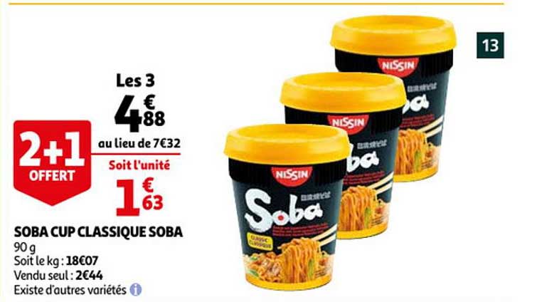 soba cup classique soba 2+1 offert