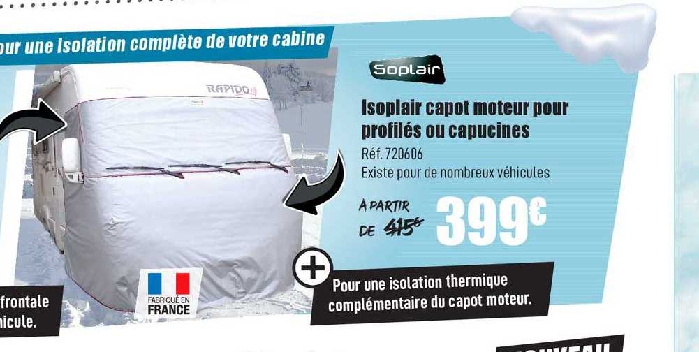soplair isoplair capot moteur pour profilés ou capucines