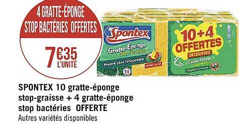 spontex 10 gratte éponge stop graisse + 4 gratte éponge stop bactéries offertes
