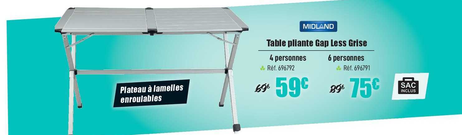 Table Pliante Gap Less Grise Midland