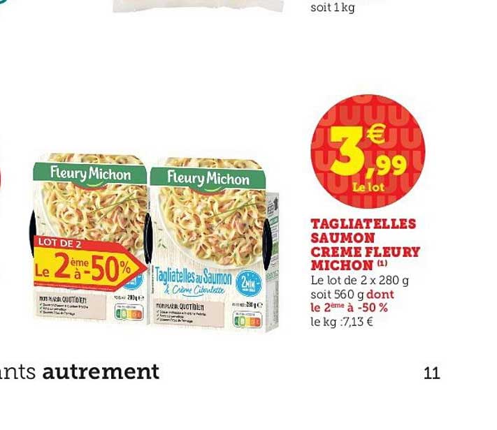 tagliatelles saumon crème fleury michon