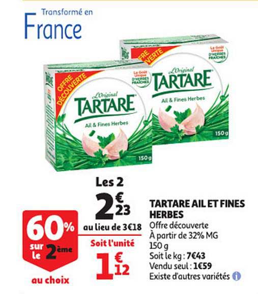 Tartare Ail Et Fines Herbes 60% Sur Le 2ème Au Choix