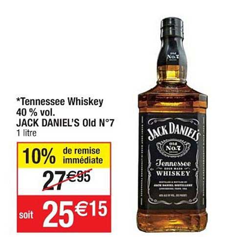 tennessee whiskey 40% vol. jack daniel's old n°7 10% de remise immédiate