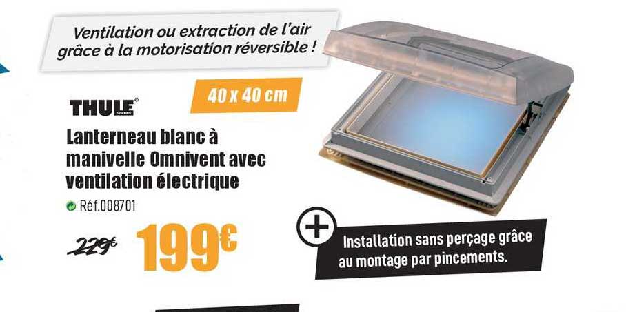 Thule Lanterneau Blanc à Manivelle Ominvent Avec Ventilation électrique
