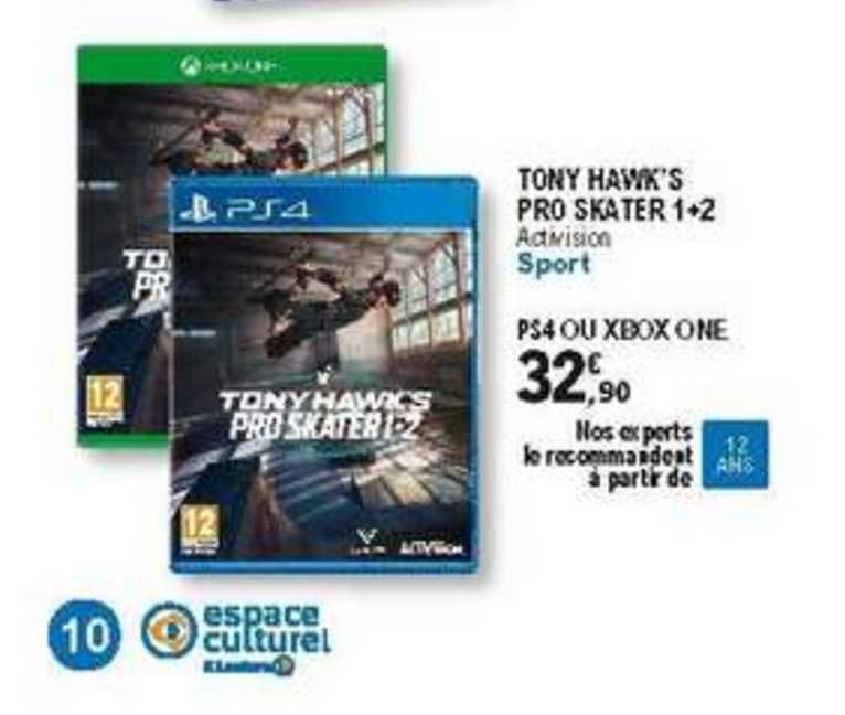 tony hawk's pro skater 1+2 ps4 ou xbox one